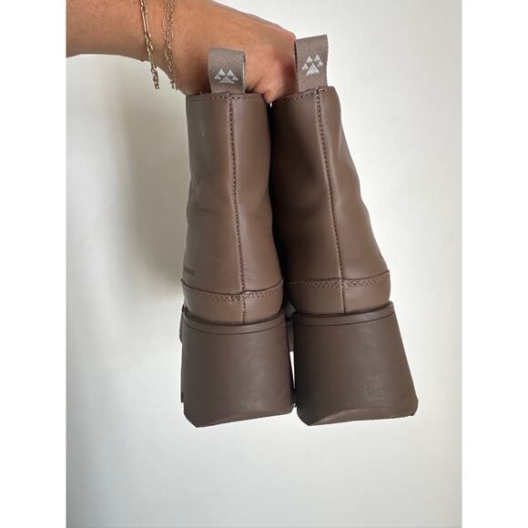 COUGAR Villa Waterproof Leather Platform Ankle Boots - Brown US 9 - Picture 3 of 6